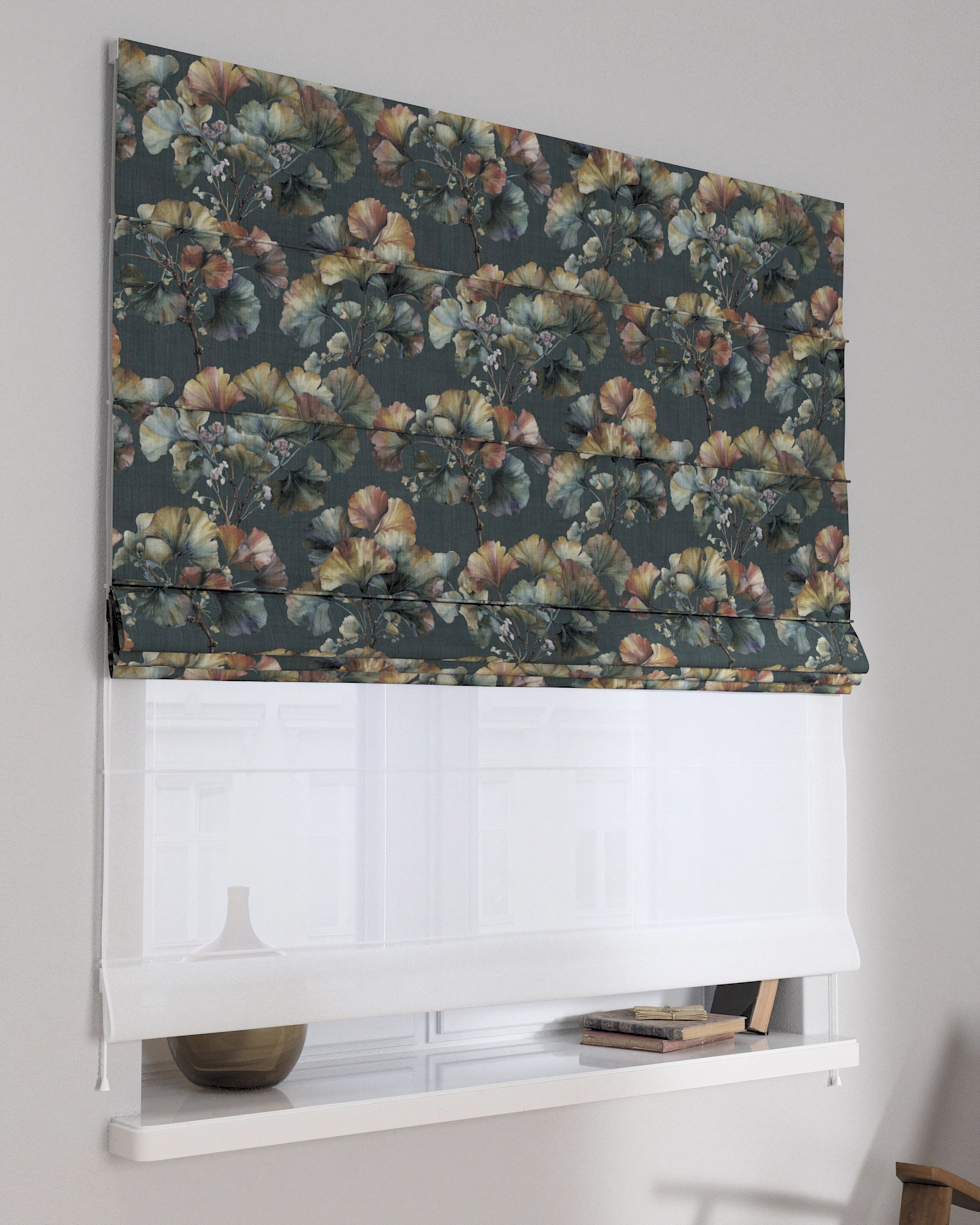 Double layered Roman blind DUO product colour multicolour fabric structured, patterned