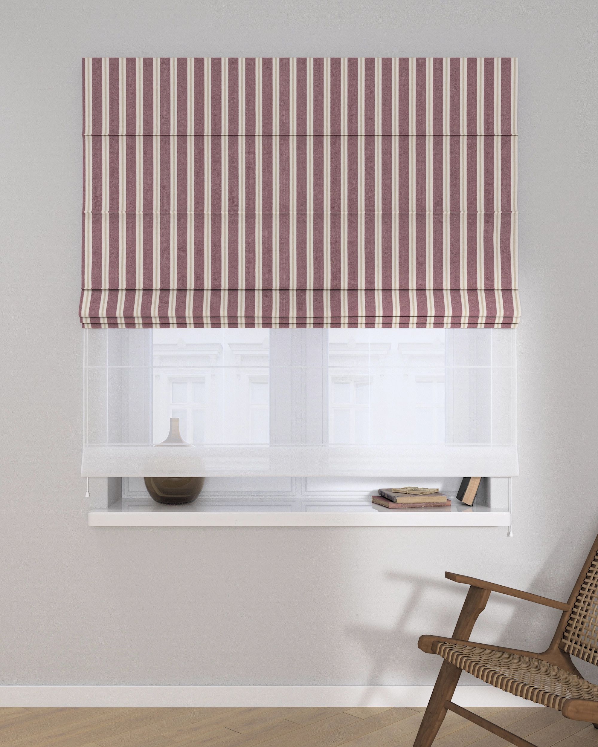 Double layered Roman blind DUO product colour red fabric structured, patterned (hover)