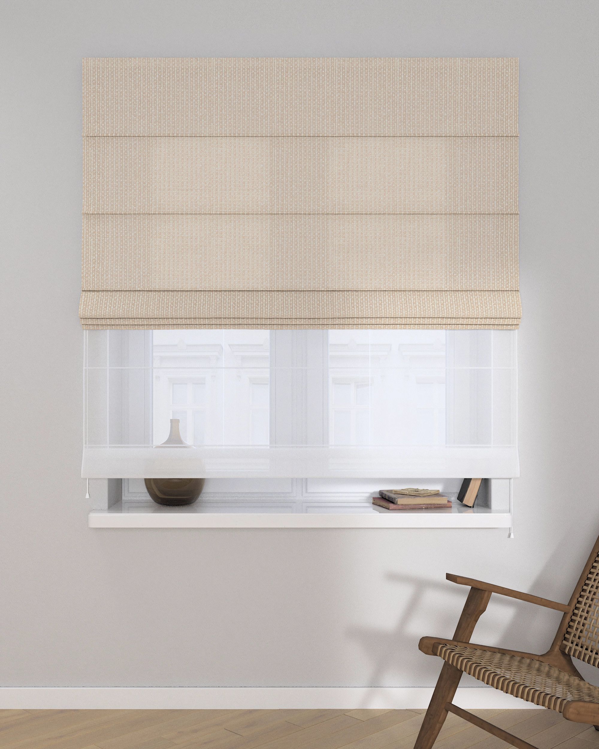 Double layered Roman blind DUO product colour cream fabric structured (hover)