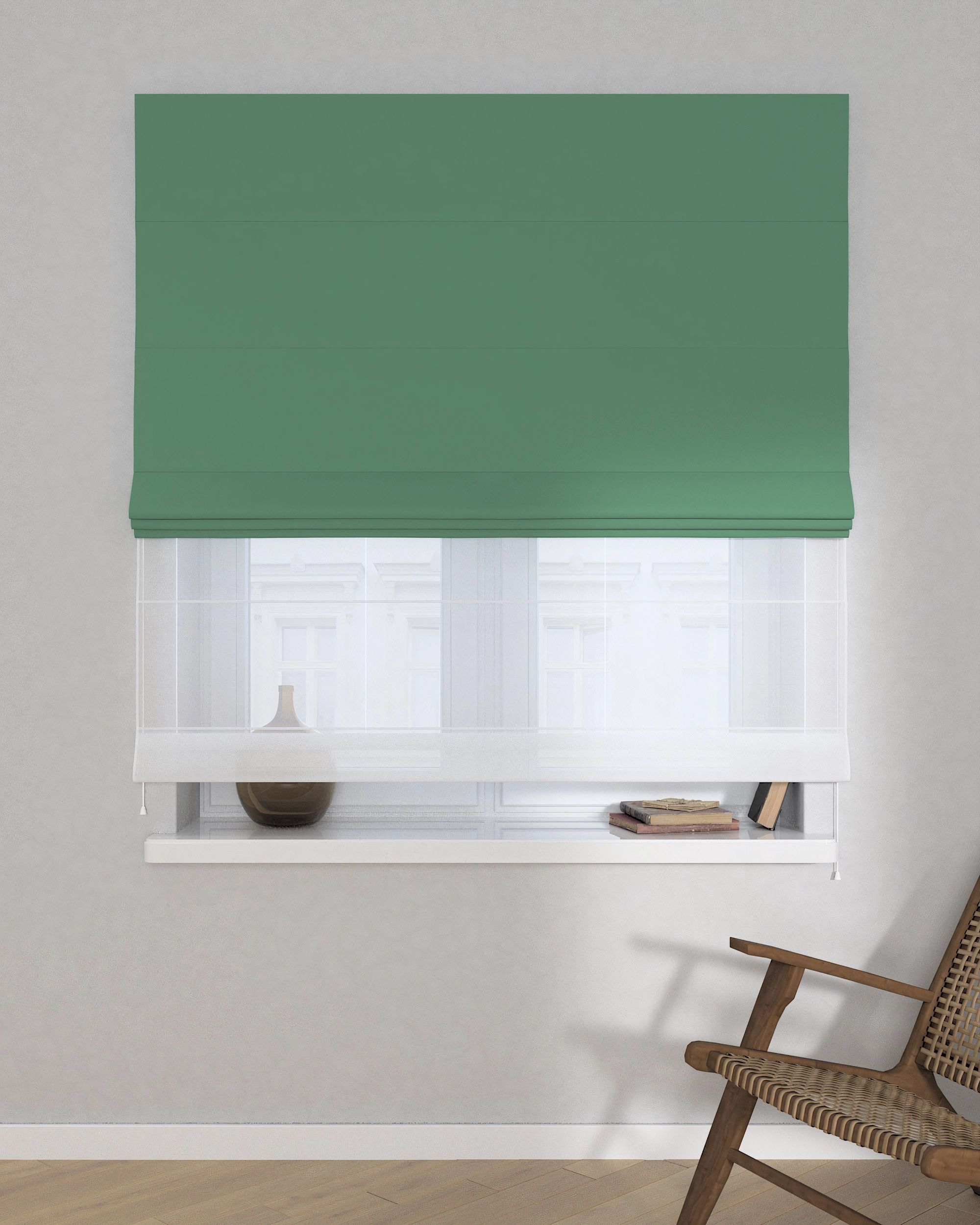 Double layered Roman blind DUO product colour green fabric blackout (hover)