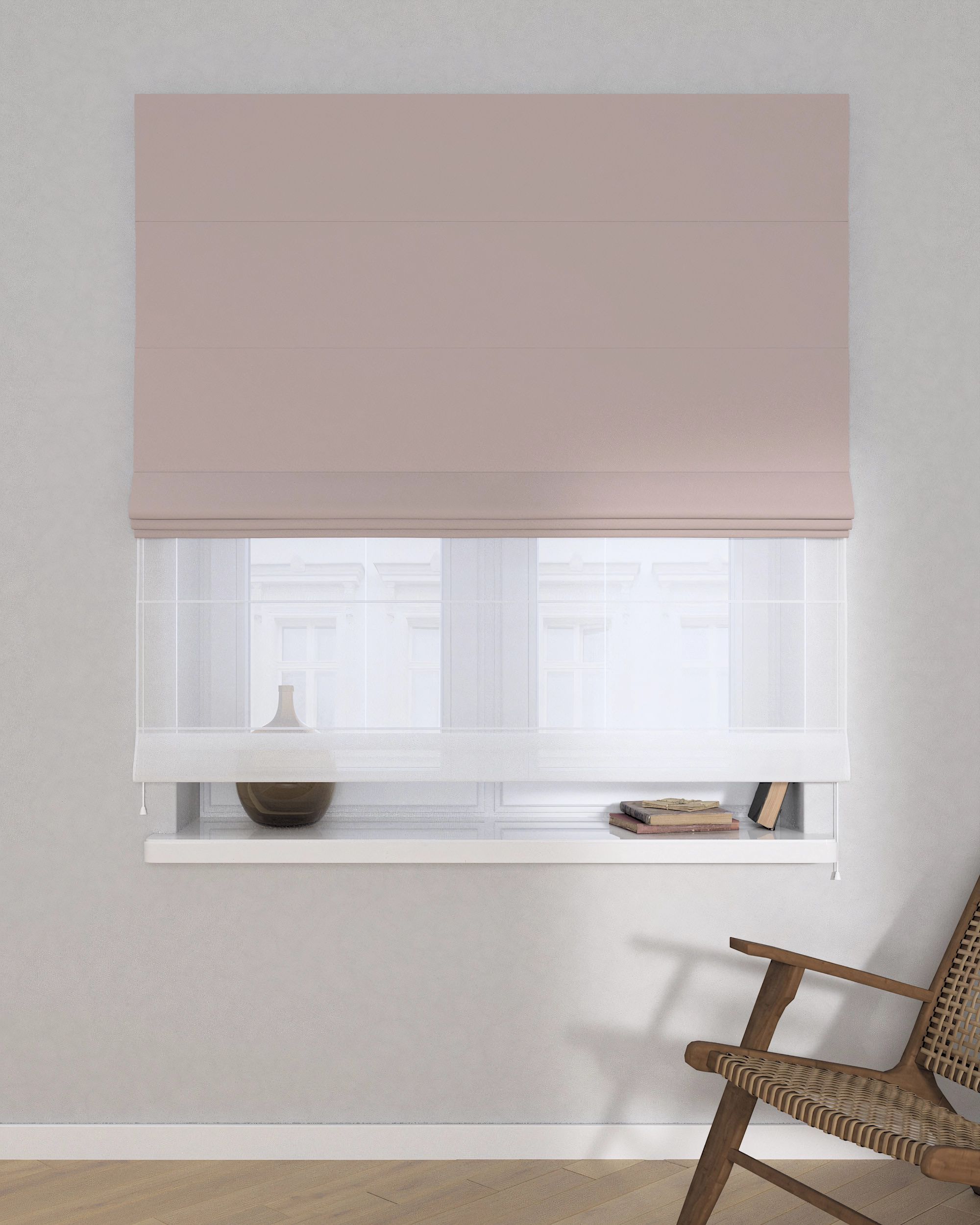 Double layered Roman blind DUO product colour beige fabric blackout (hover)