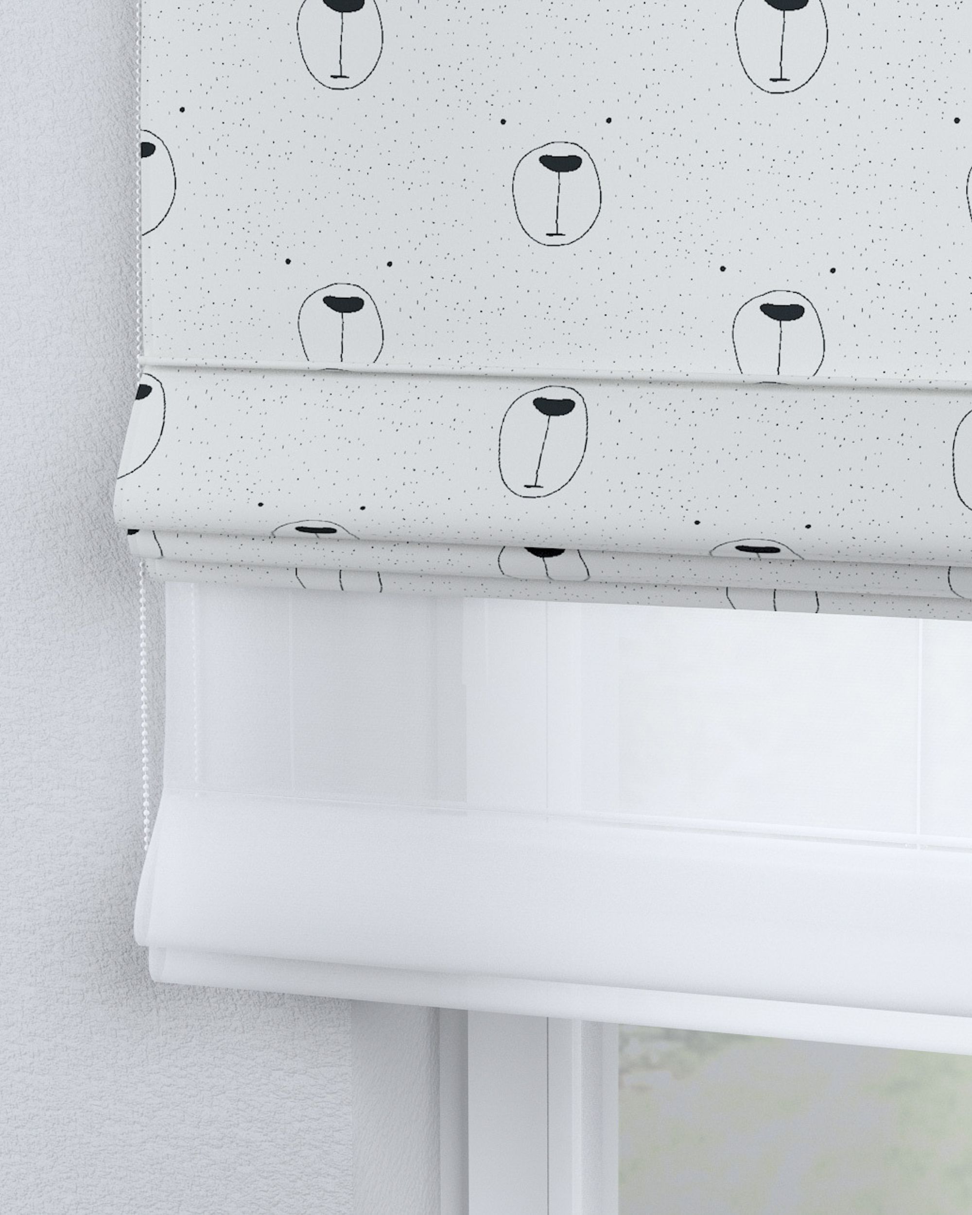 Double layered Roman blind DUO product colour white fabric patterned (hover)