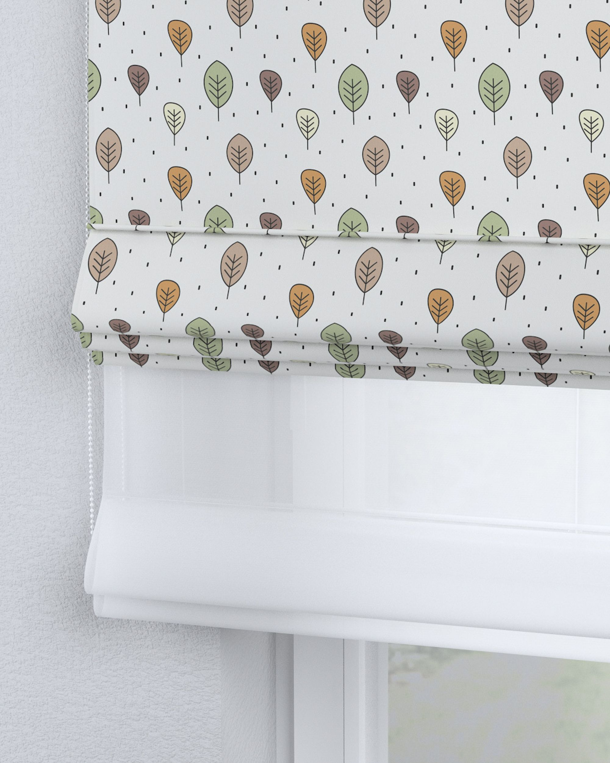 Double layered Roman blind DUO product colour brown fabric patterned (hover)