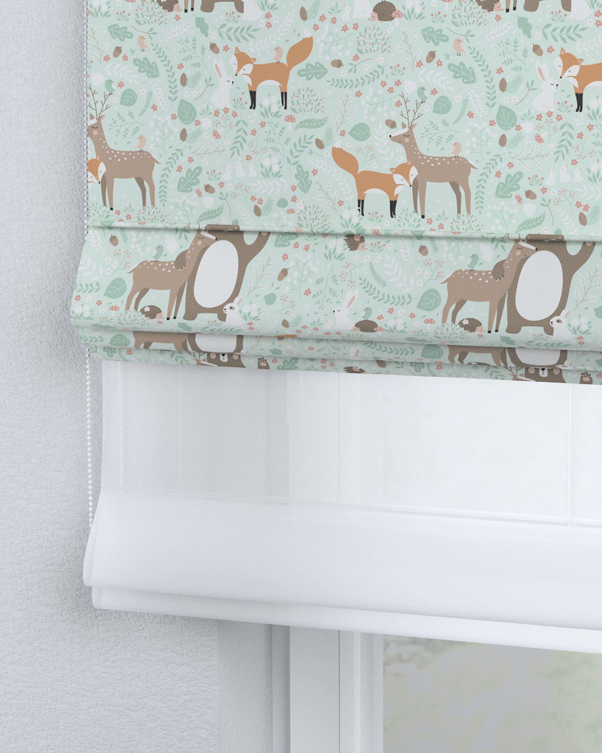 Double layered Roman blind DUO product colour green fabric patterned (hover)