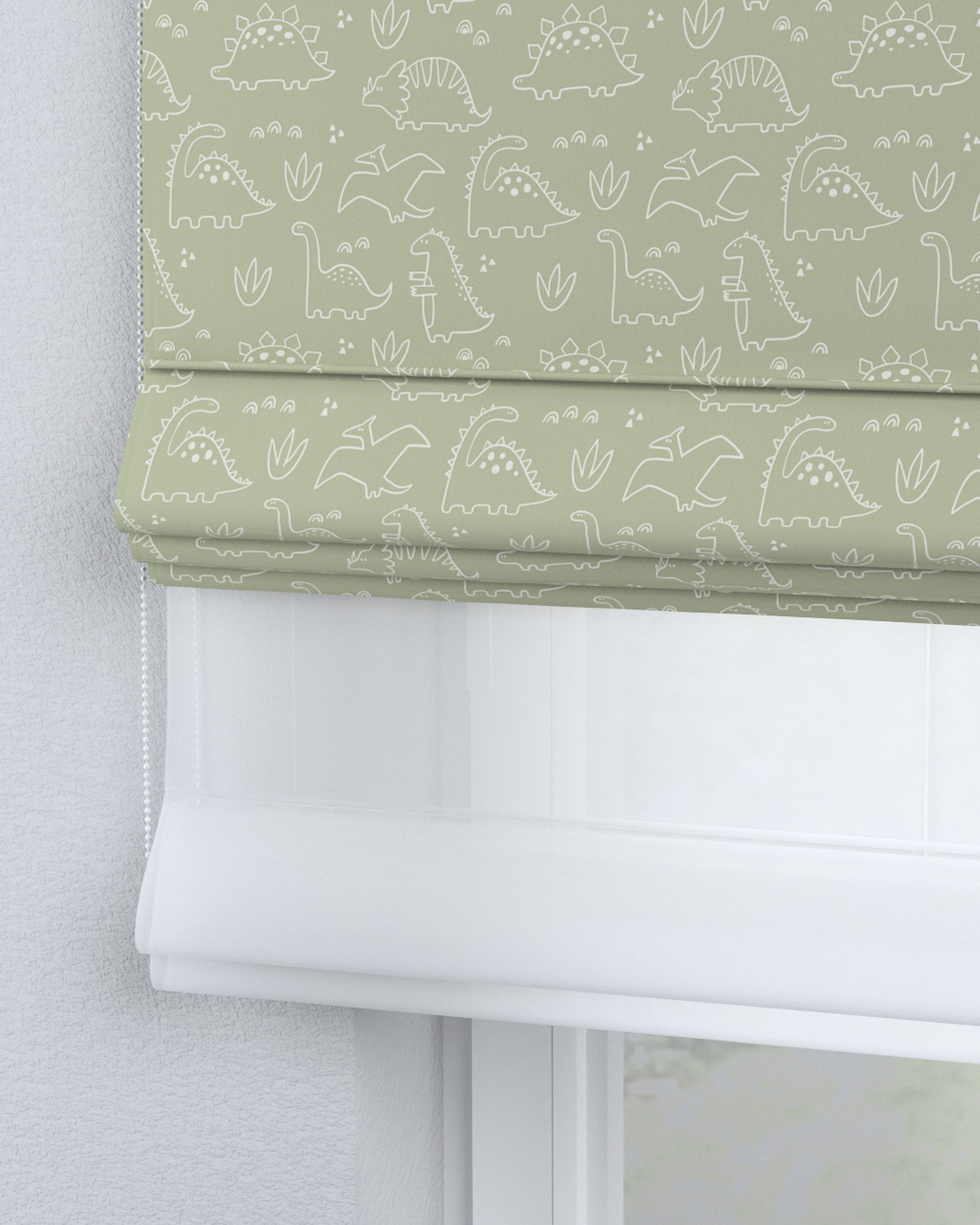 Double layered Roman blind DUO product colour green fabric patterned (hover)