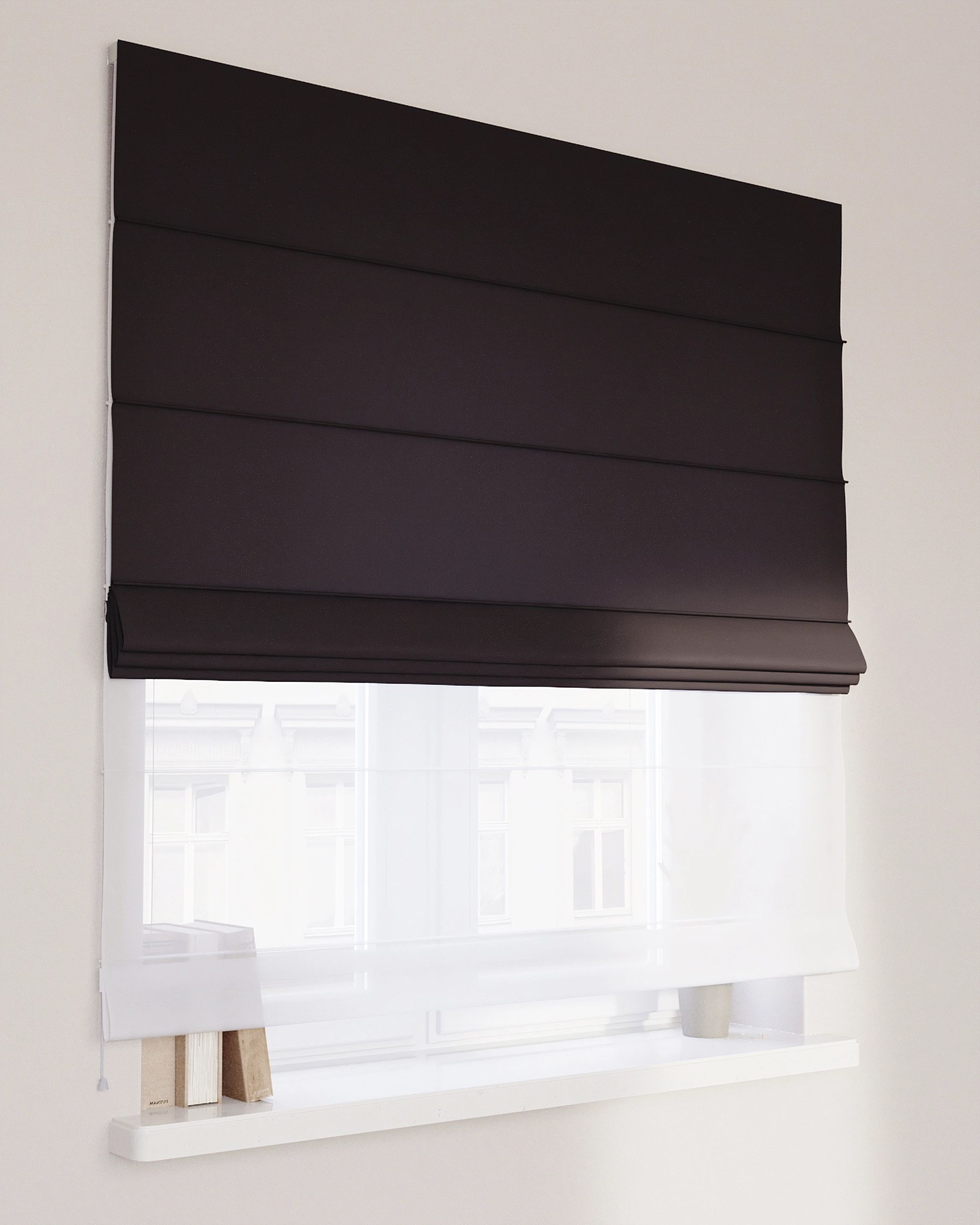 Double layered Roman blind DUO product colour grey