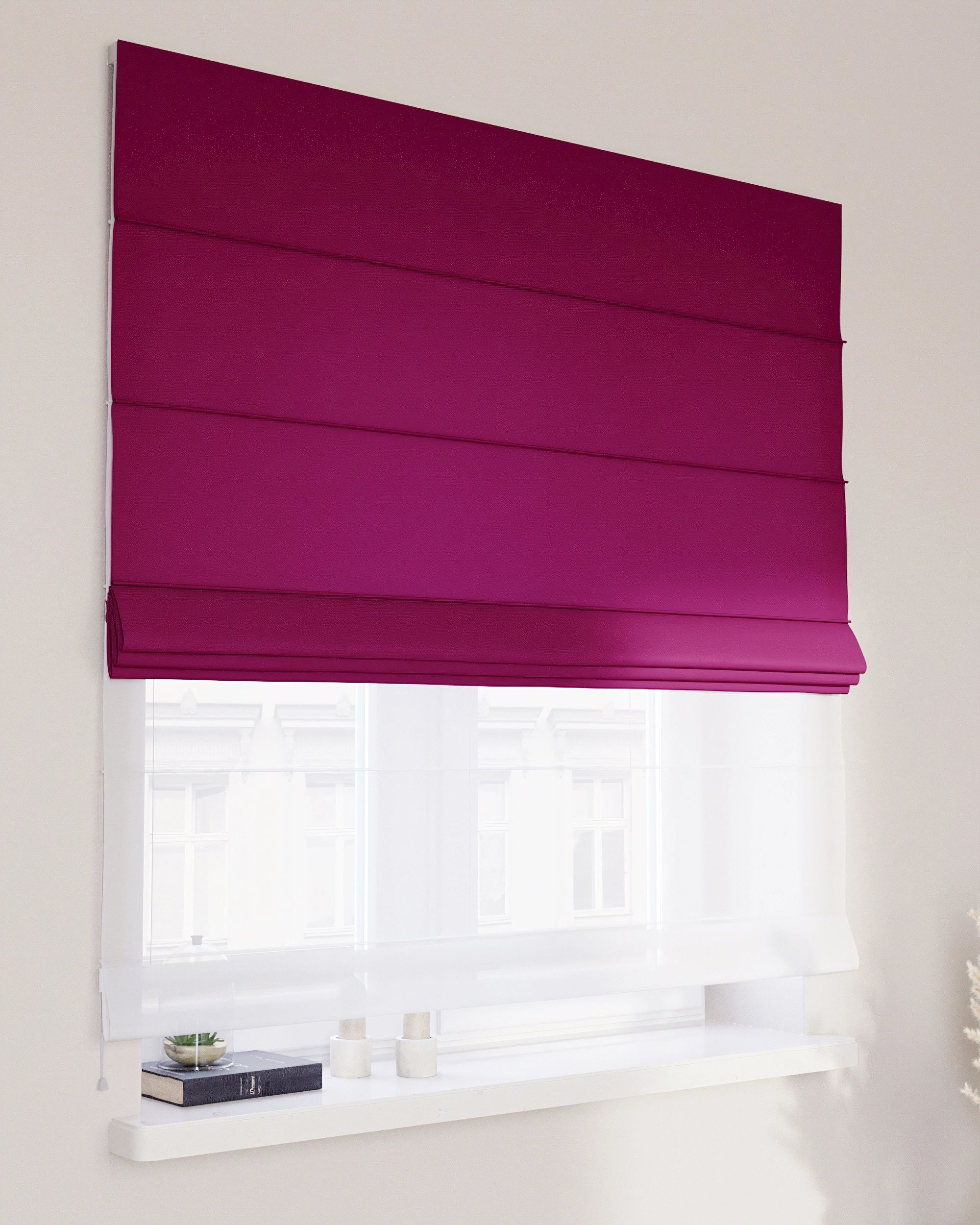 Double layered Roman blind DUO product colour plum