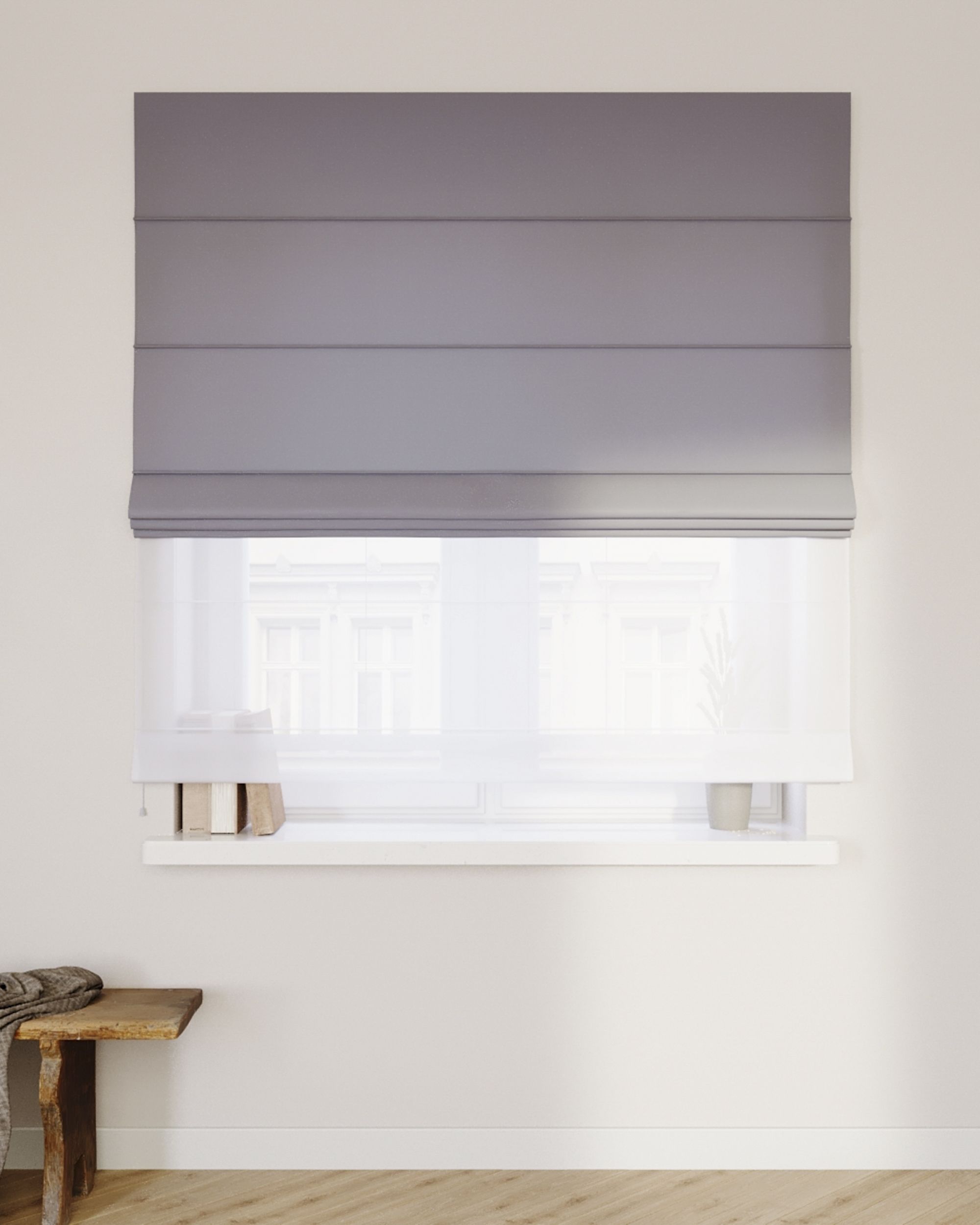 Double layered Roman blind DUO product colour grey (hover)