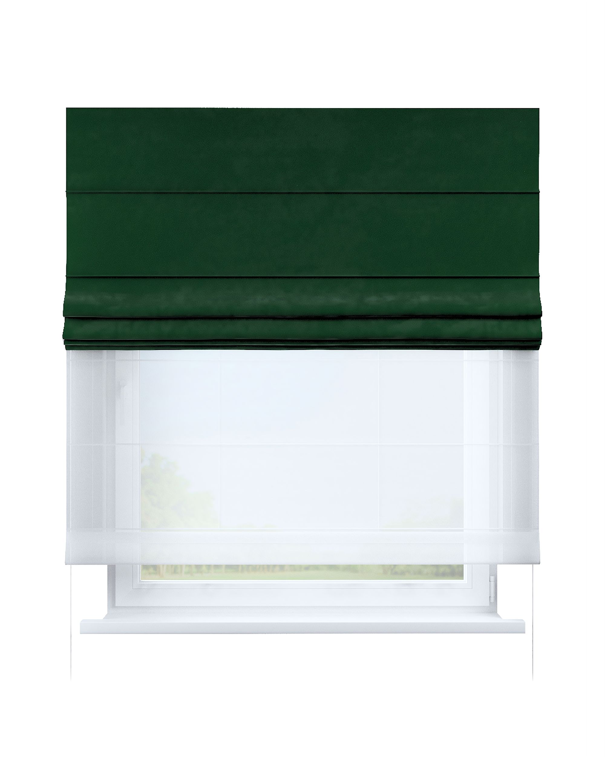 Double layered Roman blind DUO product colour green fabric gloss, velvet