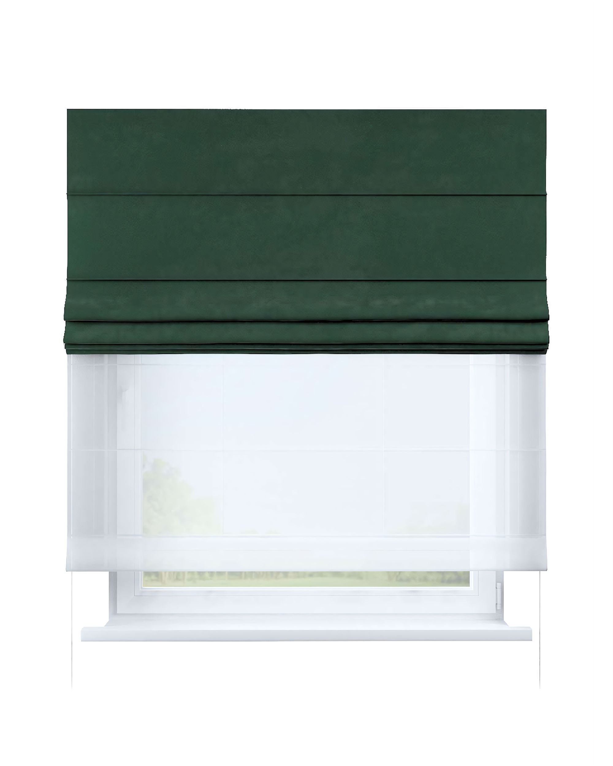Double layered Roman blind DUO product colour green fabric gloss, velvet