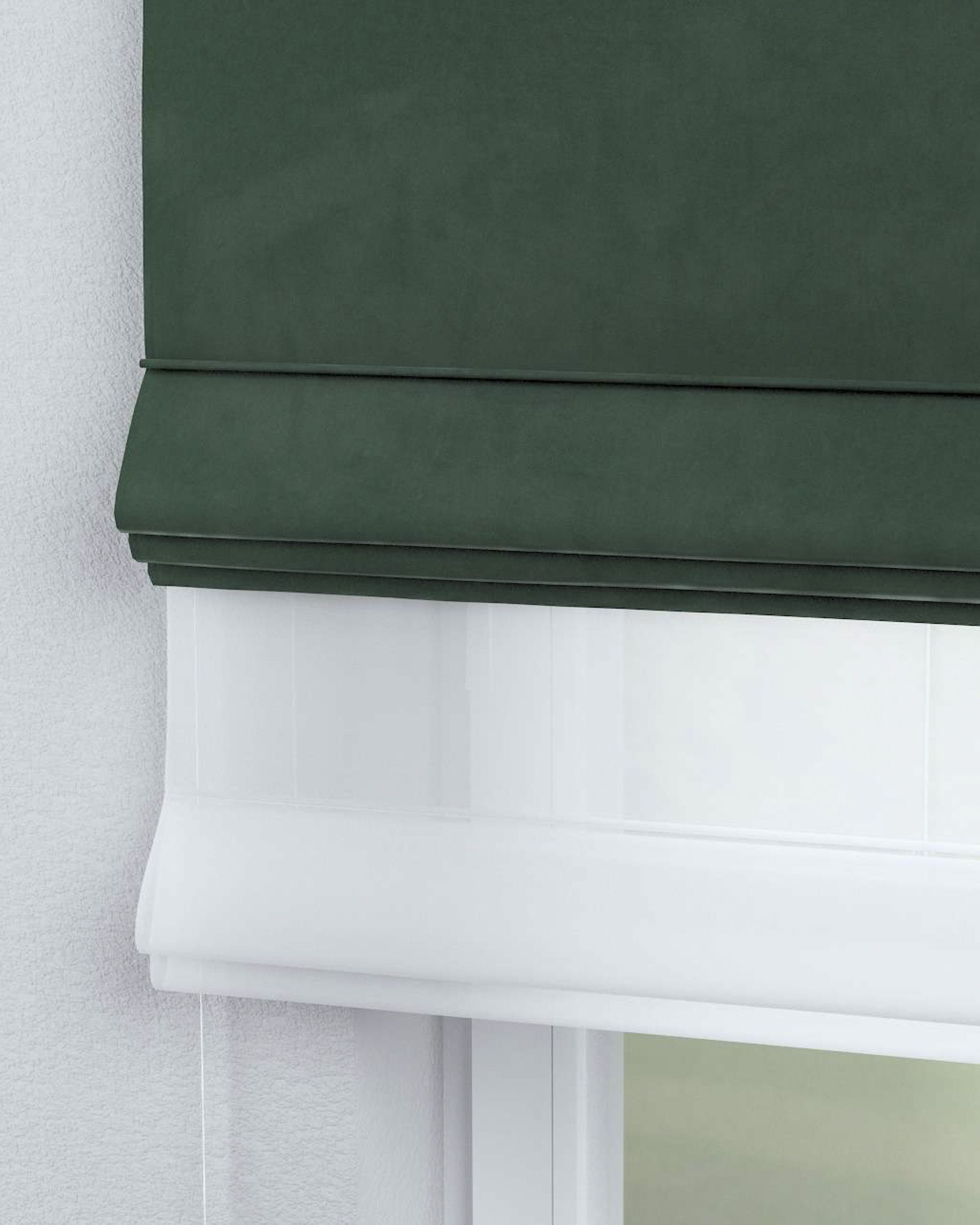 Double layered Roman blind DUO product colour green fabric gloss, velvet (hover)