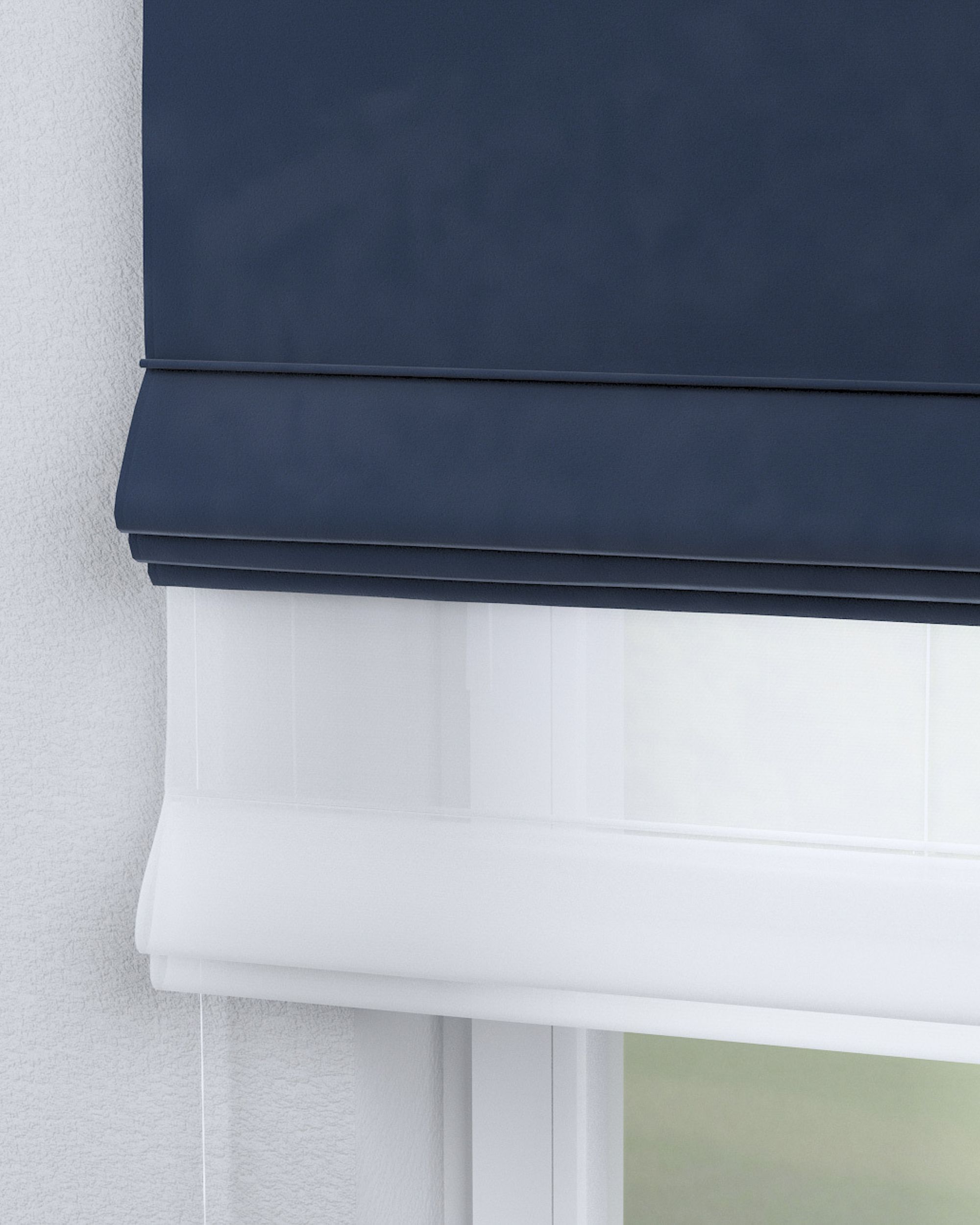 Double layered Roman blind DUO product colour navy blue fabric gloss, velvet (hover)