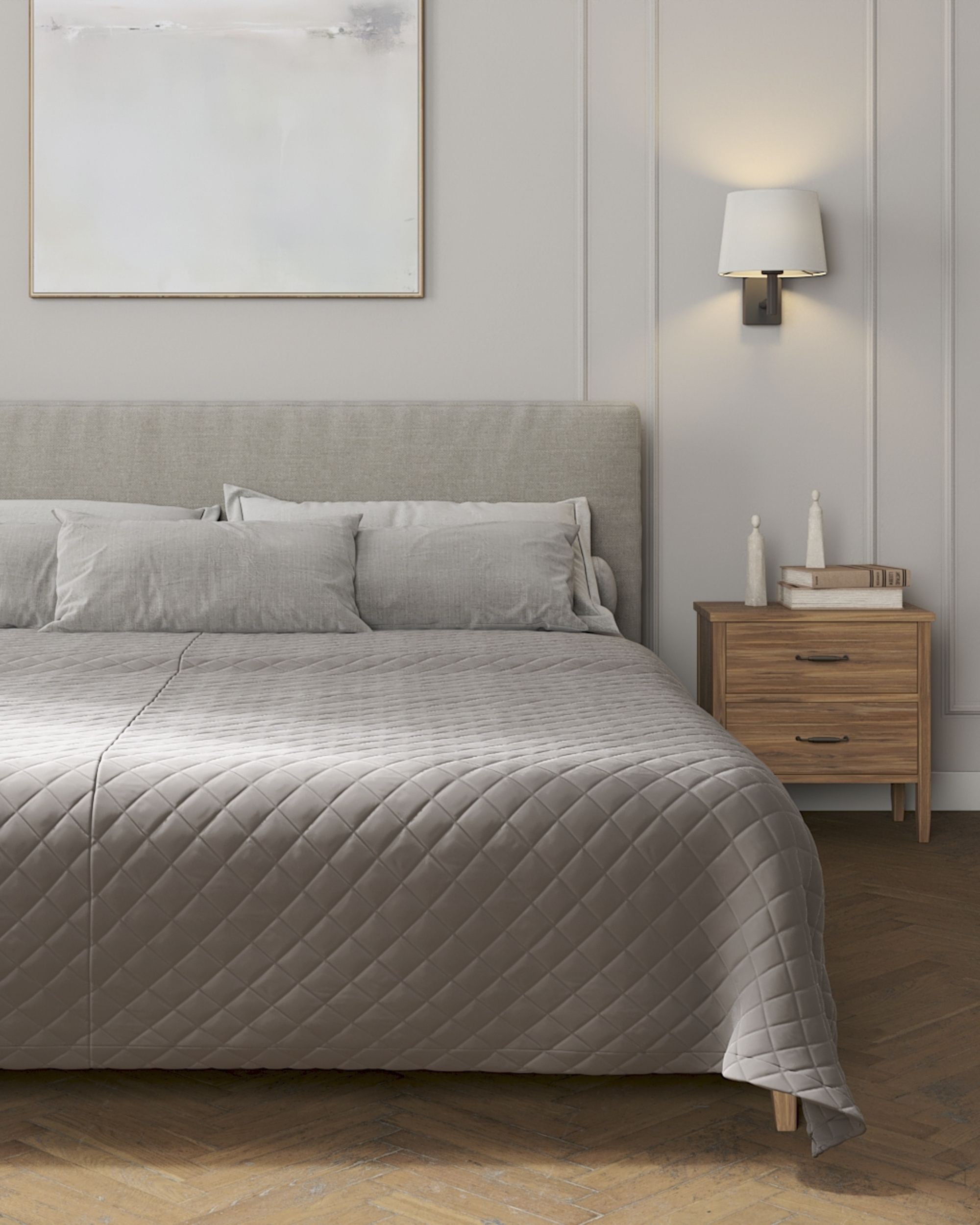 Velvet diamond quilted throw product colour grey fabric gloss, velvet (hover)