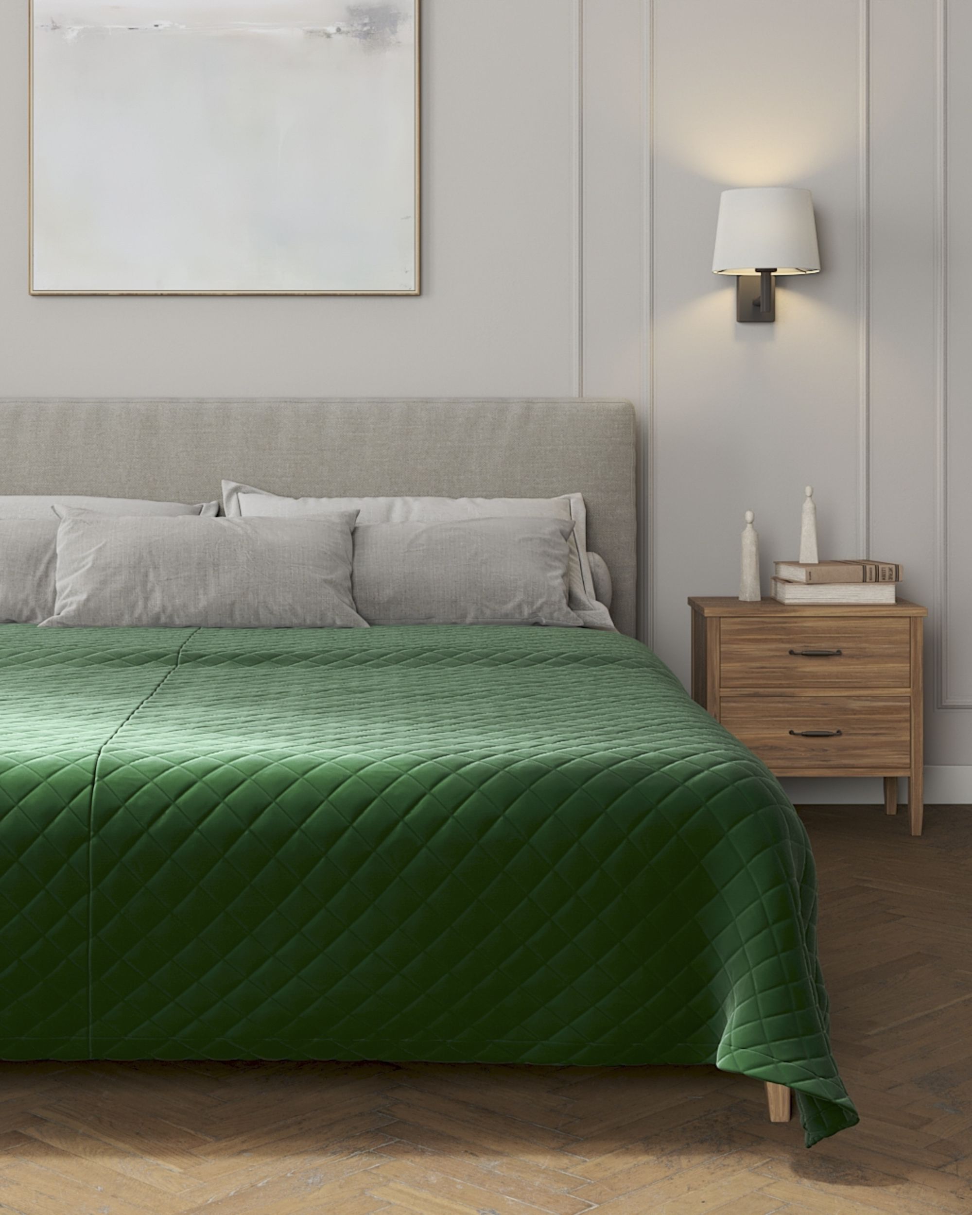 Velvet diamond quilted throw product colour green fabric gloss, velvet (hover)