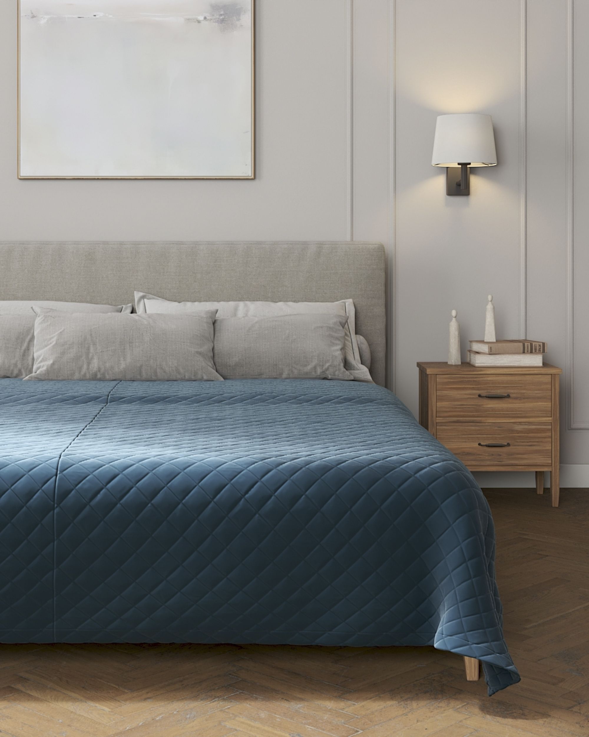 Velvet diamond quilted throw product colour blue fabric gloss, velvet (hover)
