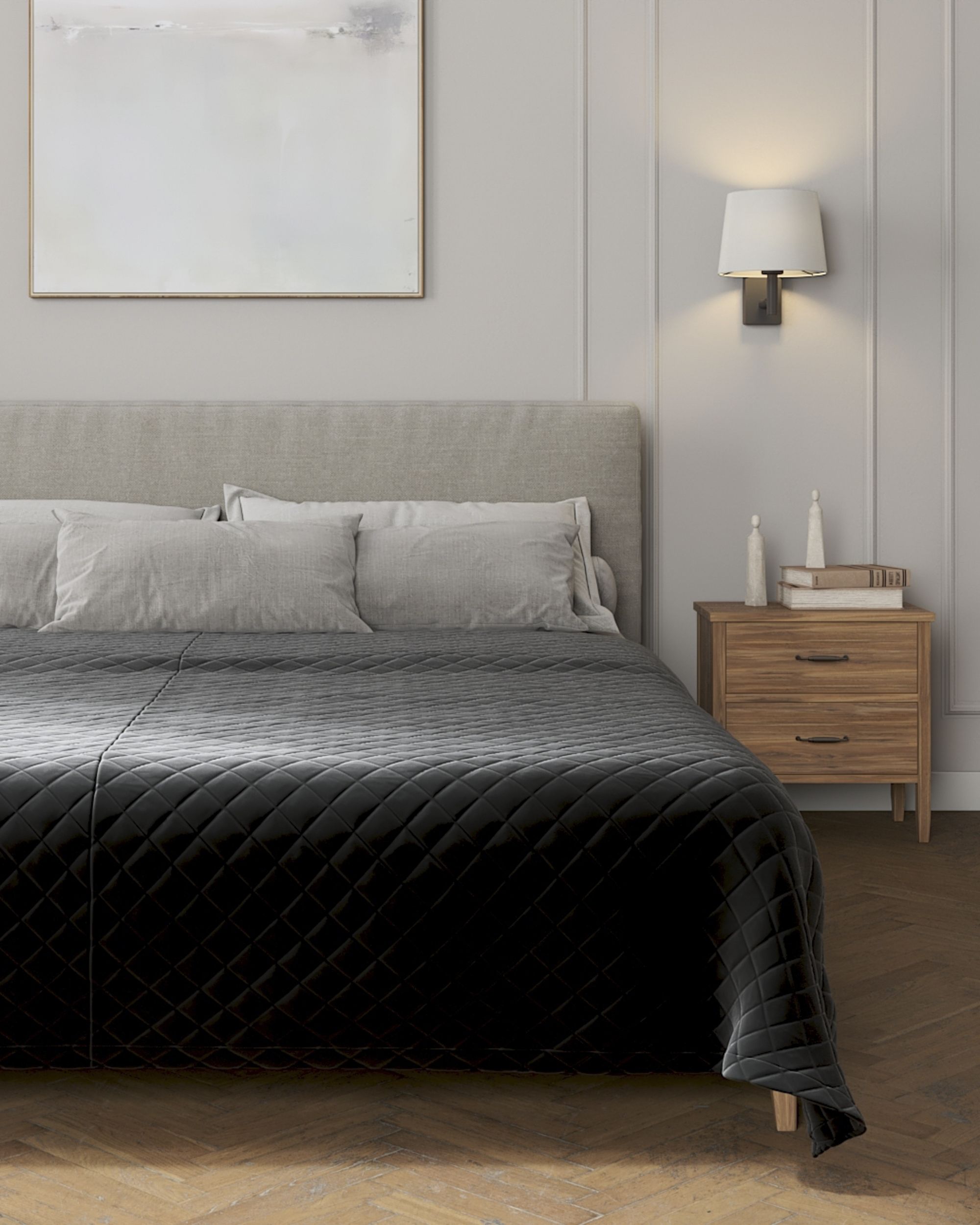 Velvet diamond quilted throw product colour black fabric gloss, velvet (hover)