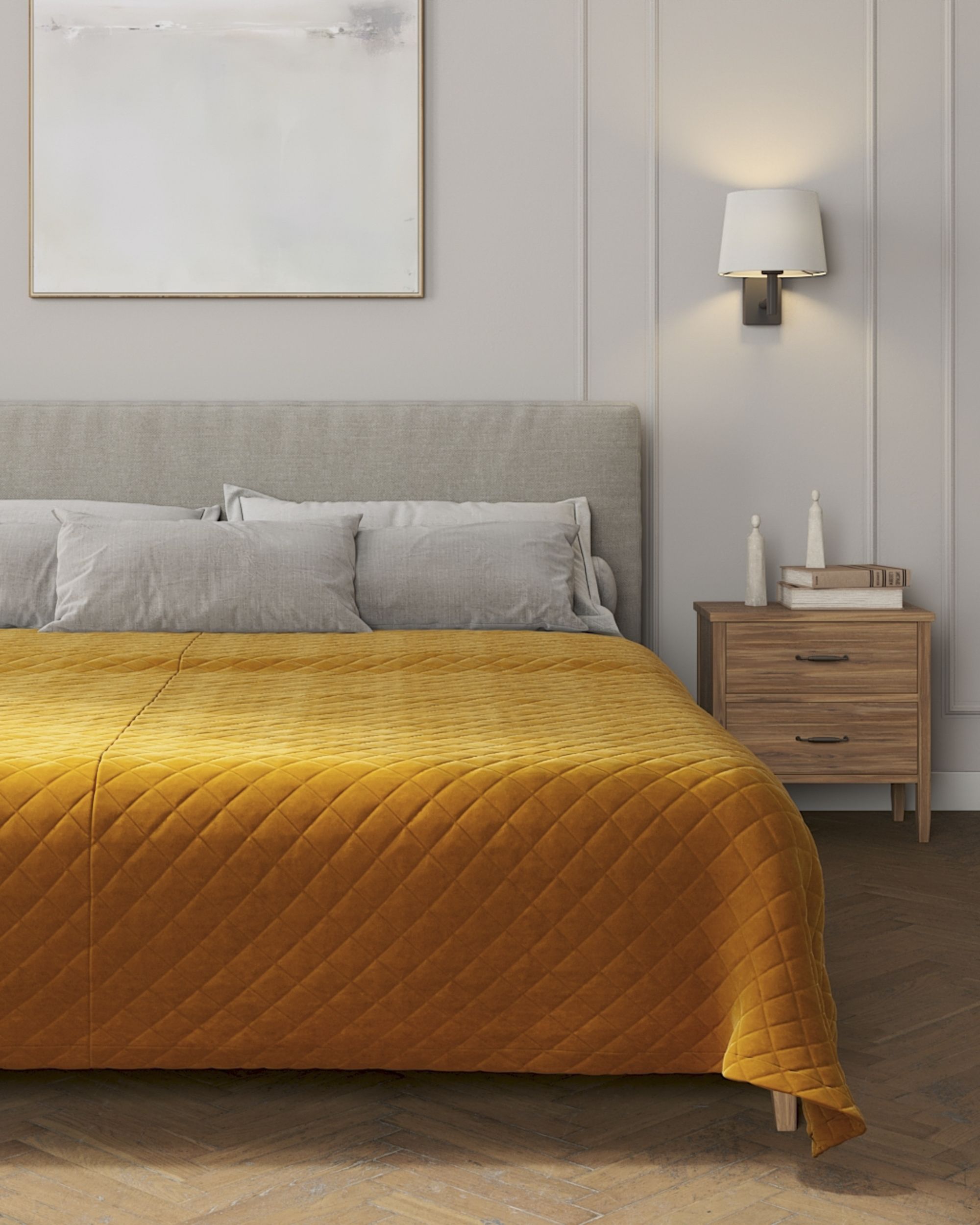 Velvet diamond quilted throw product colour yellow fabric gloss, velvet (hover)