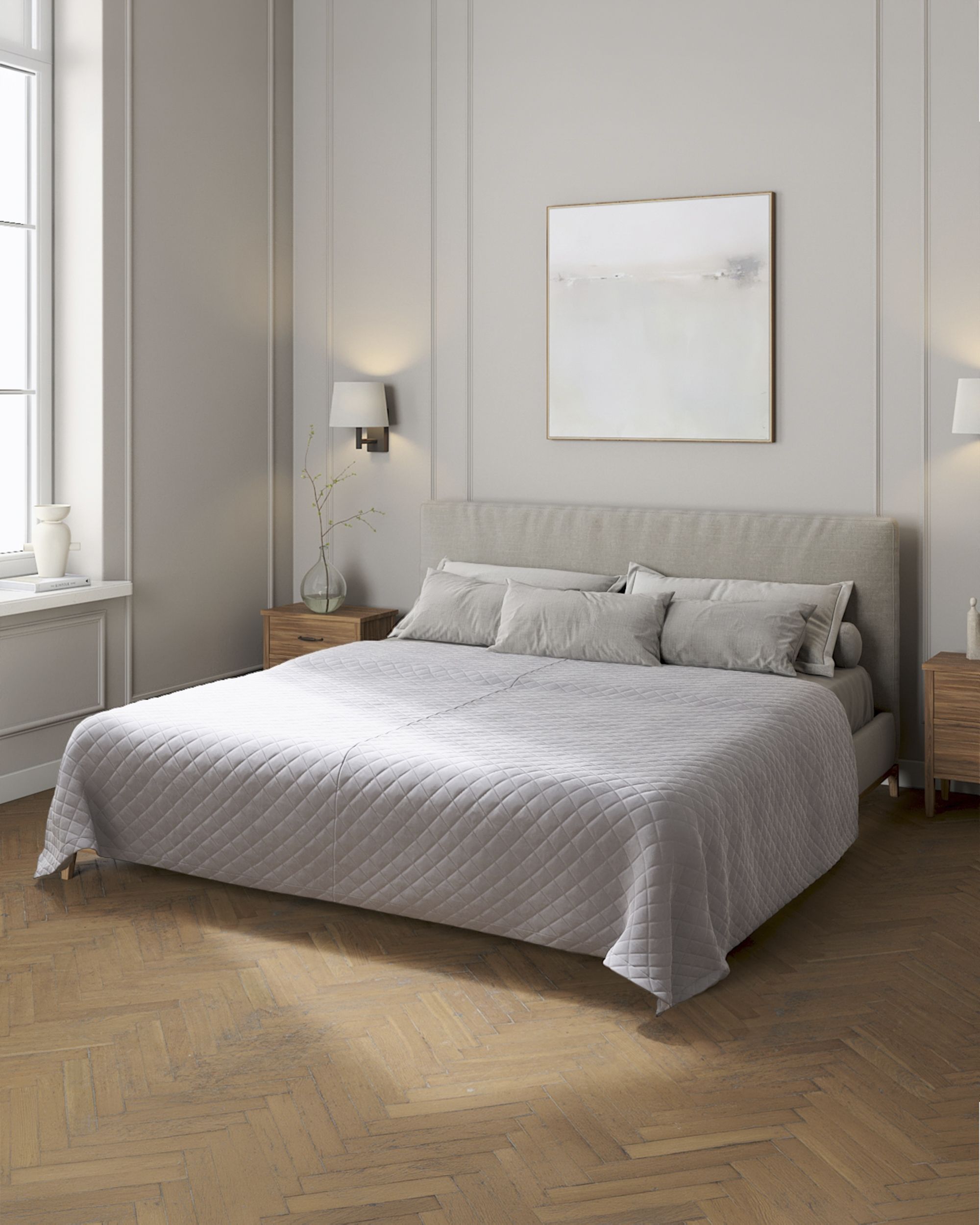 Velvet diamond quilted throw product colour grey fabric gloss, velvet