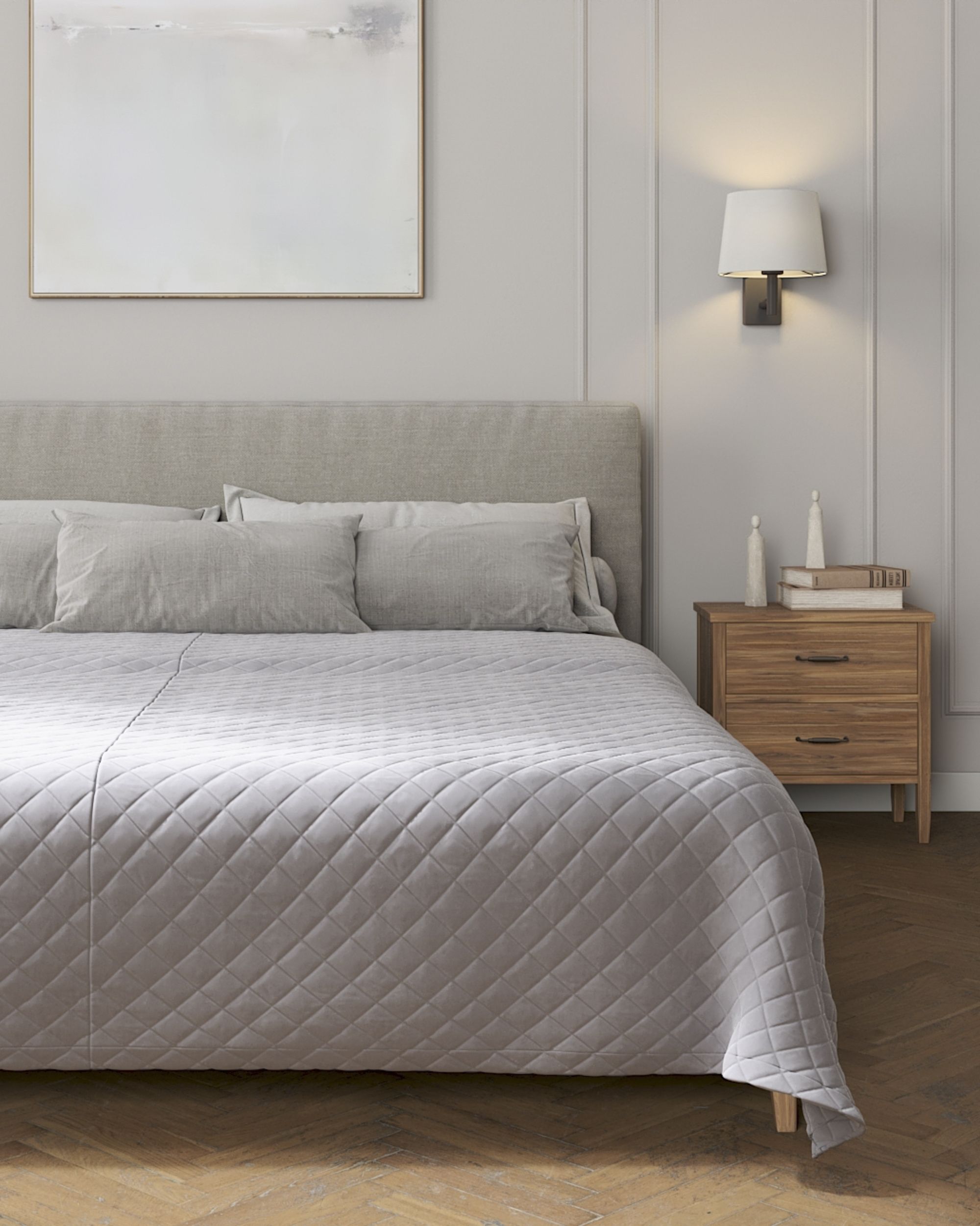 Velvet diamond quilted throw product colour grey fabric gloss, velvet (hover)