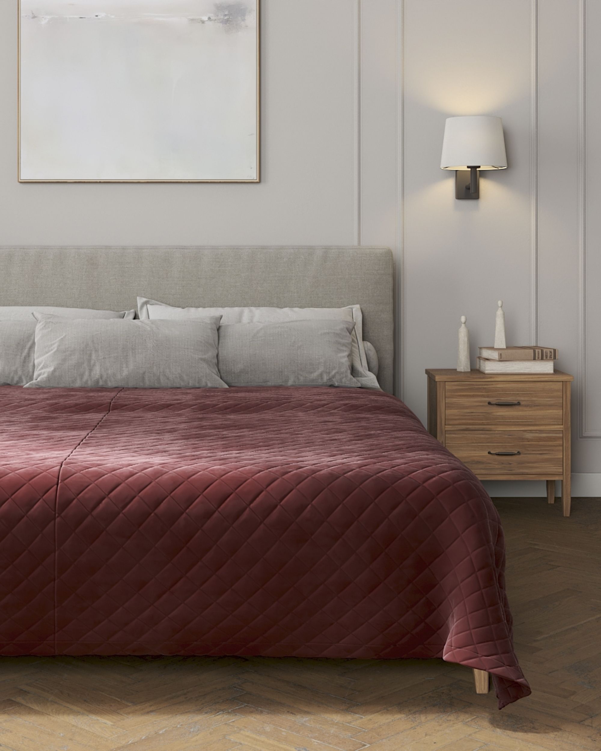 Velvet diamond quilted throw product colour red fabric gloss, velvet (hover)