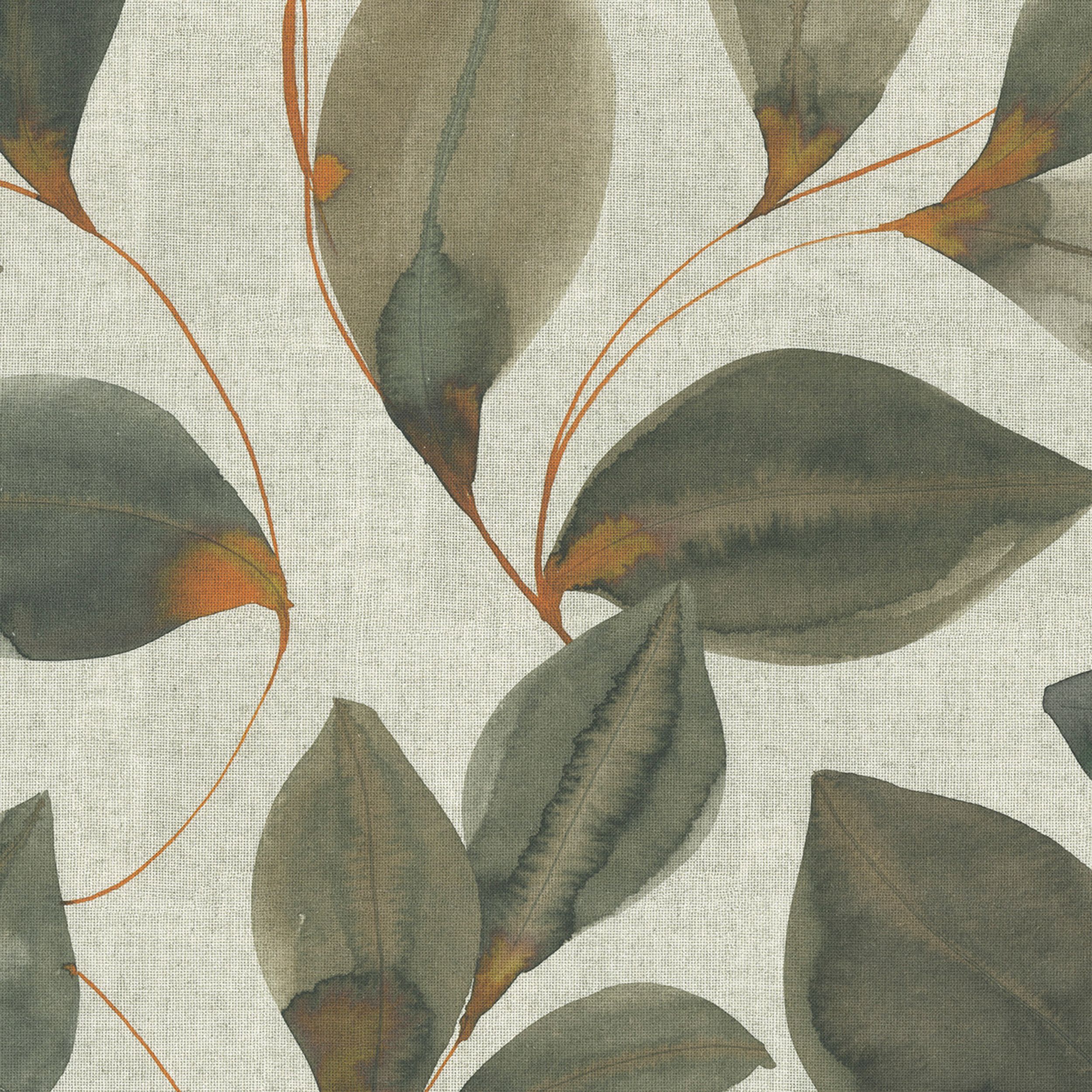 Gardenia 143-17 brown and orange leaves on a grey linen background