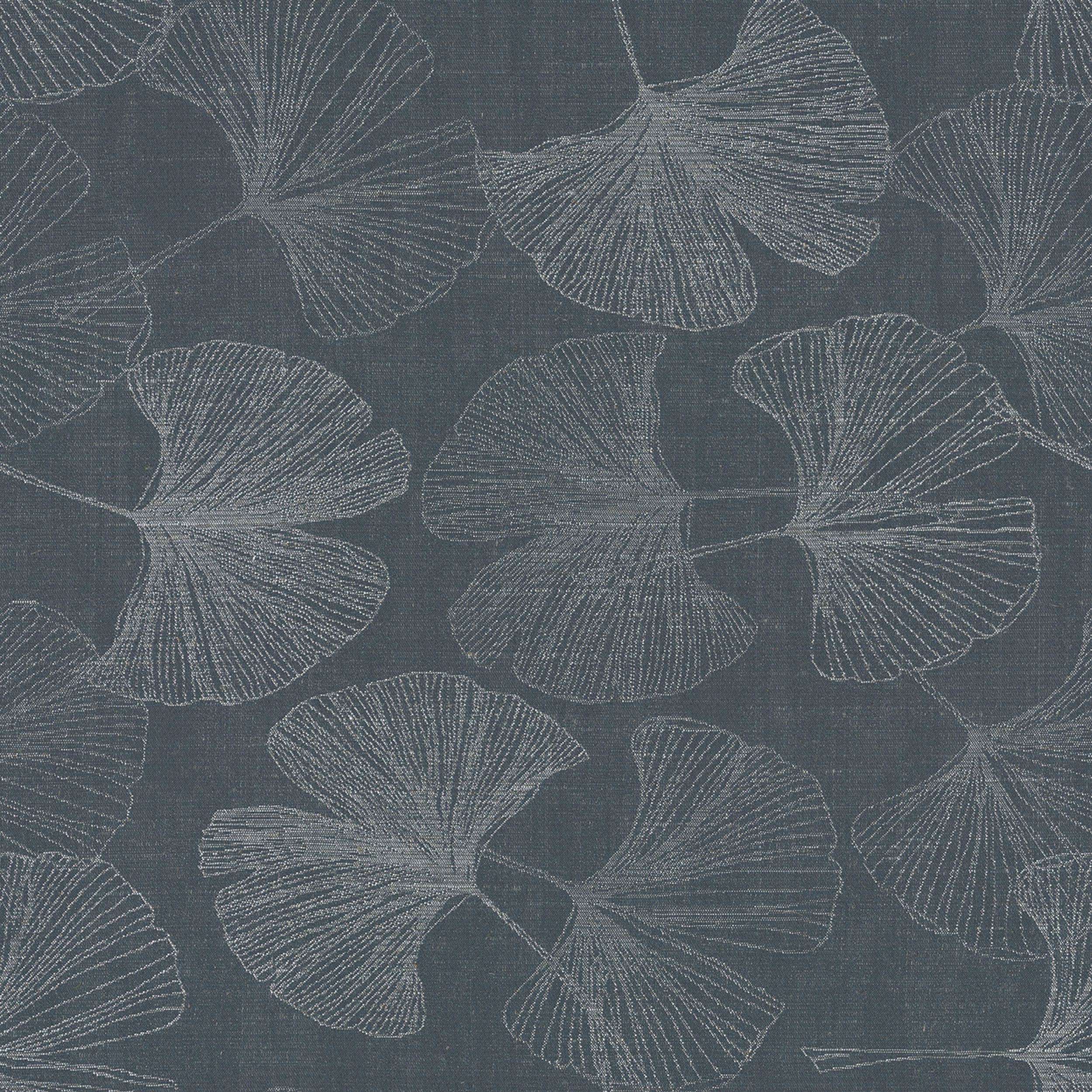 Flowers 143-52 grey and silver ginkgo leaves on a graphite background