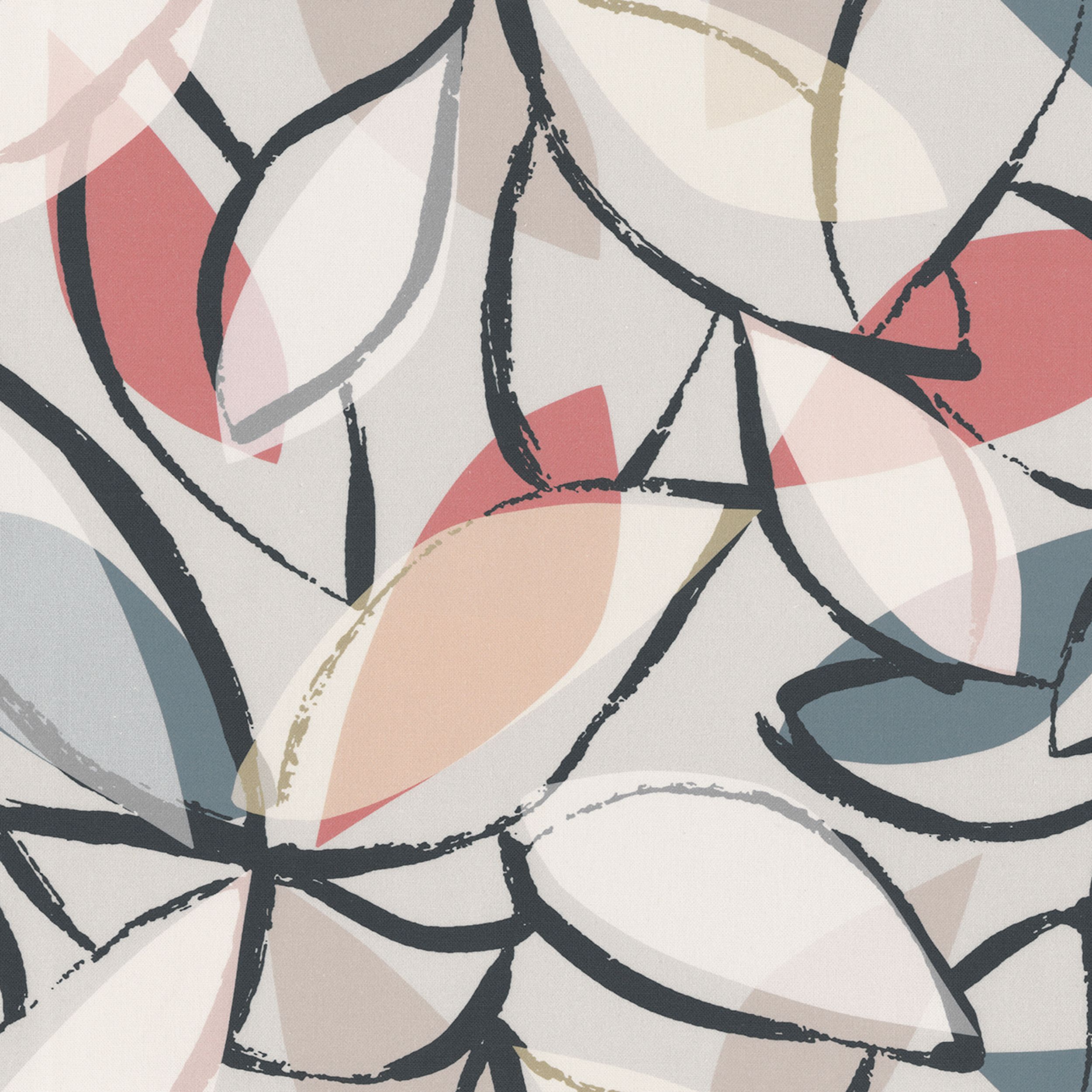 Gardenia 144-21 pink and grey plant motifs