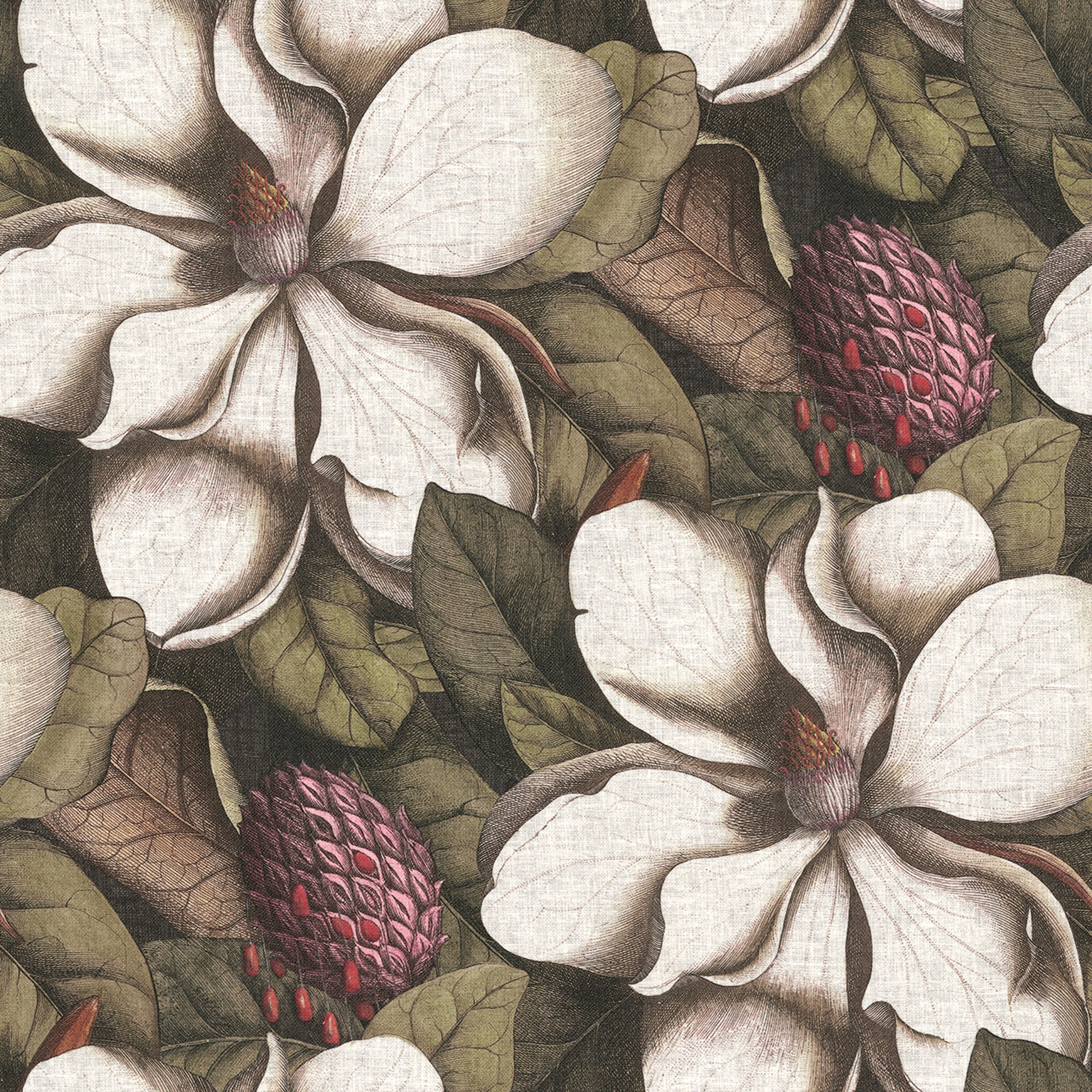 Gardenia 144-24 beige and green floral motif