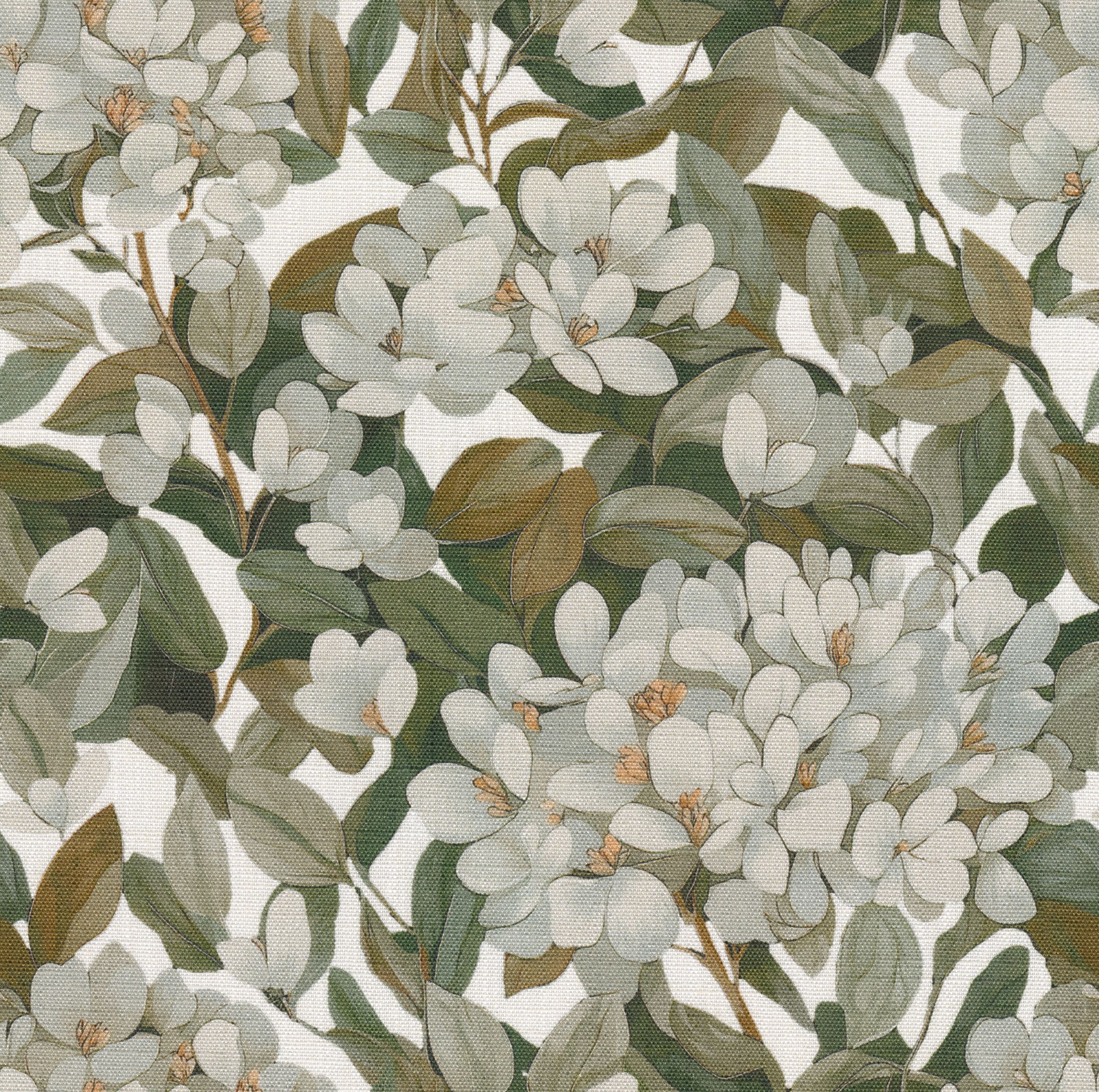 Botanic Viscose 145-20 green leaves on a white background