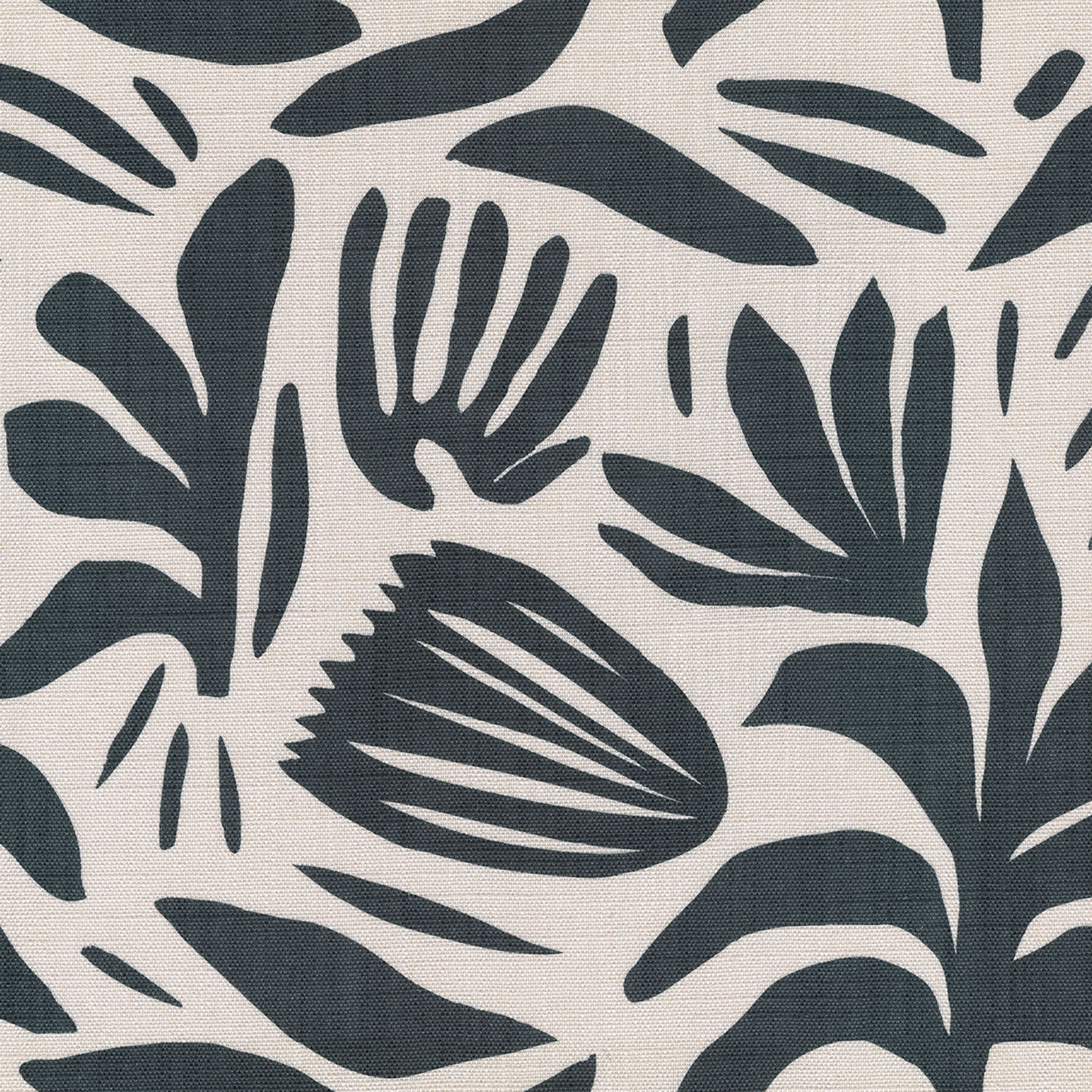 Botanic Viscose 145-21 graphite plant motif on a cream background