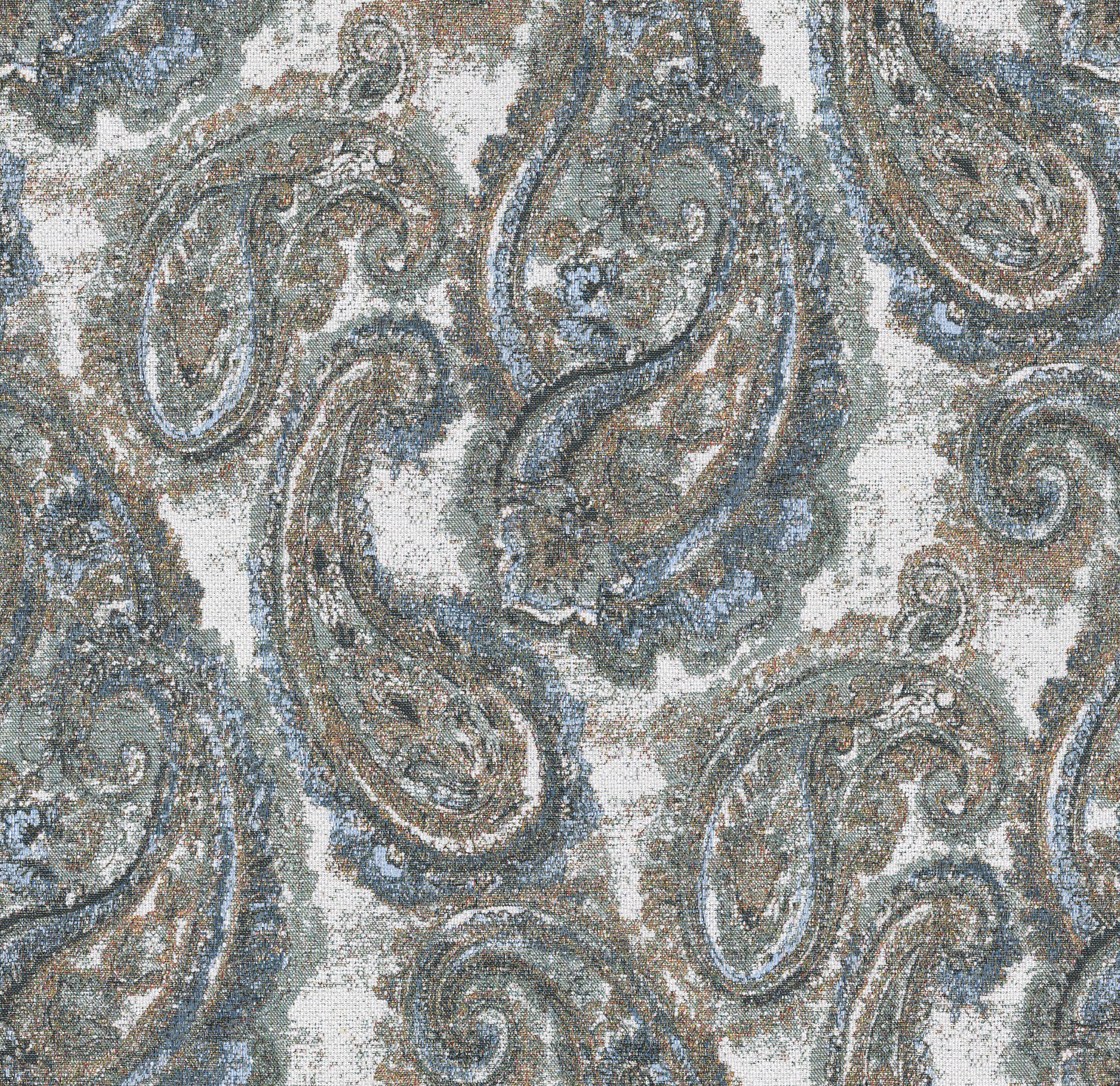 Cosy Home 145-33 blue-green paisley on a cream background