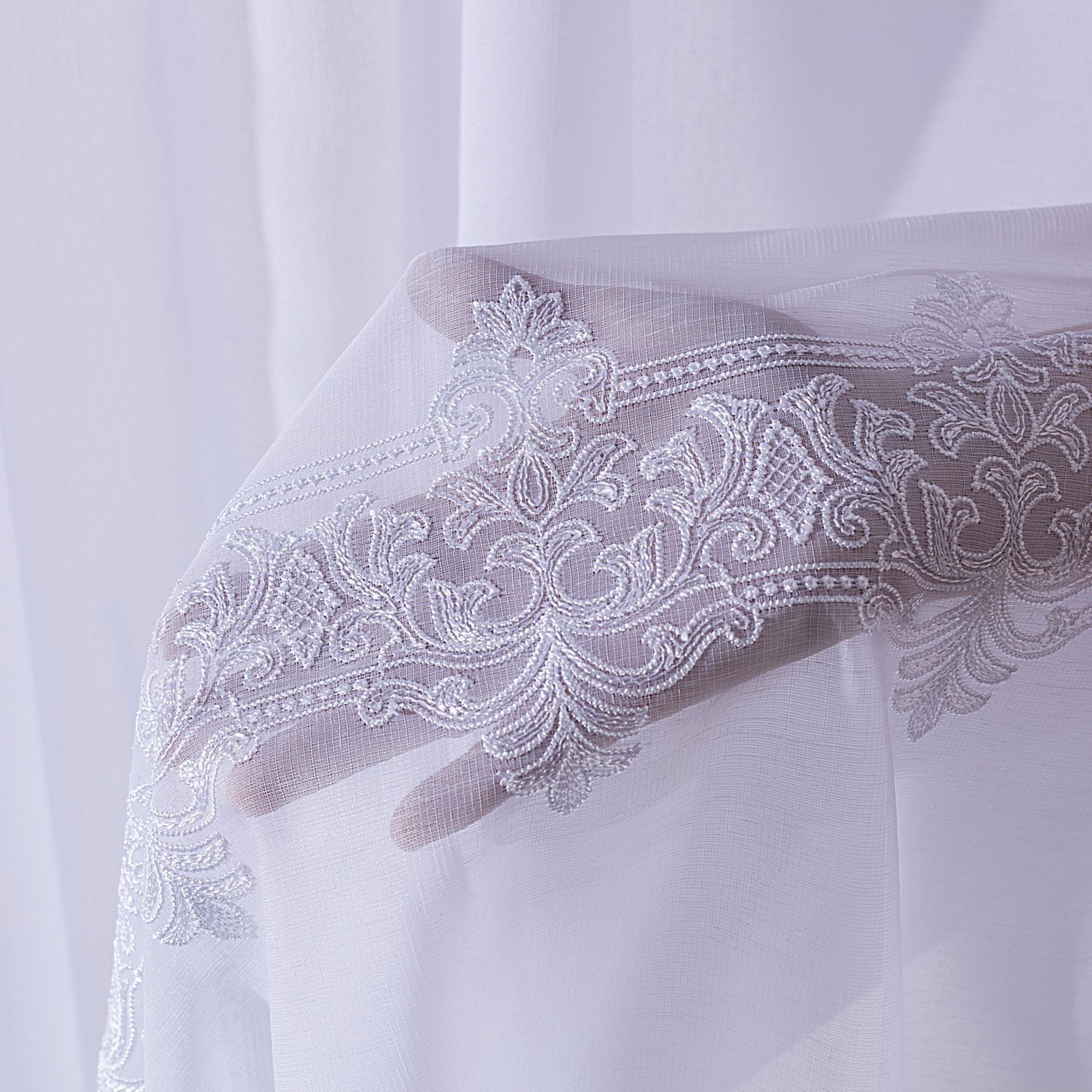 Voiles and Sheers 186-36 white with embossed pattern