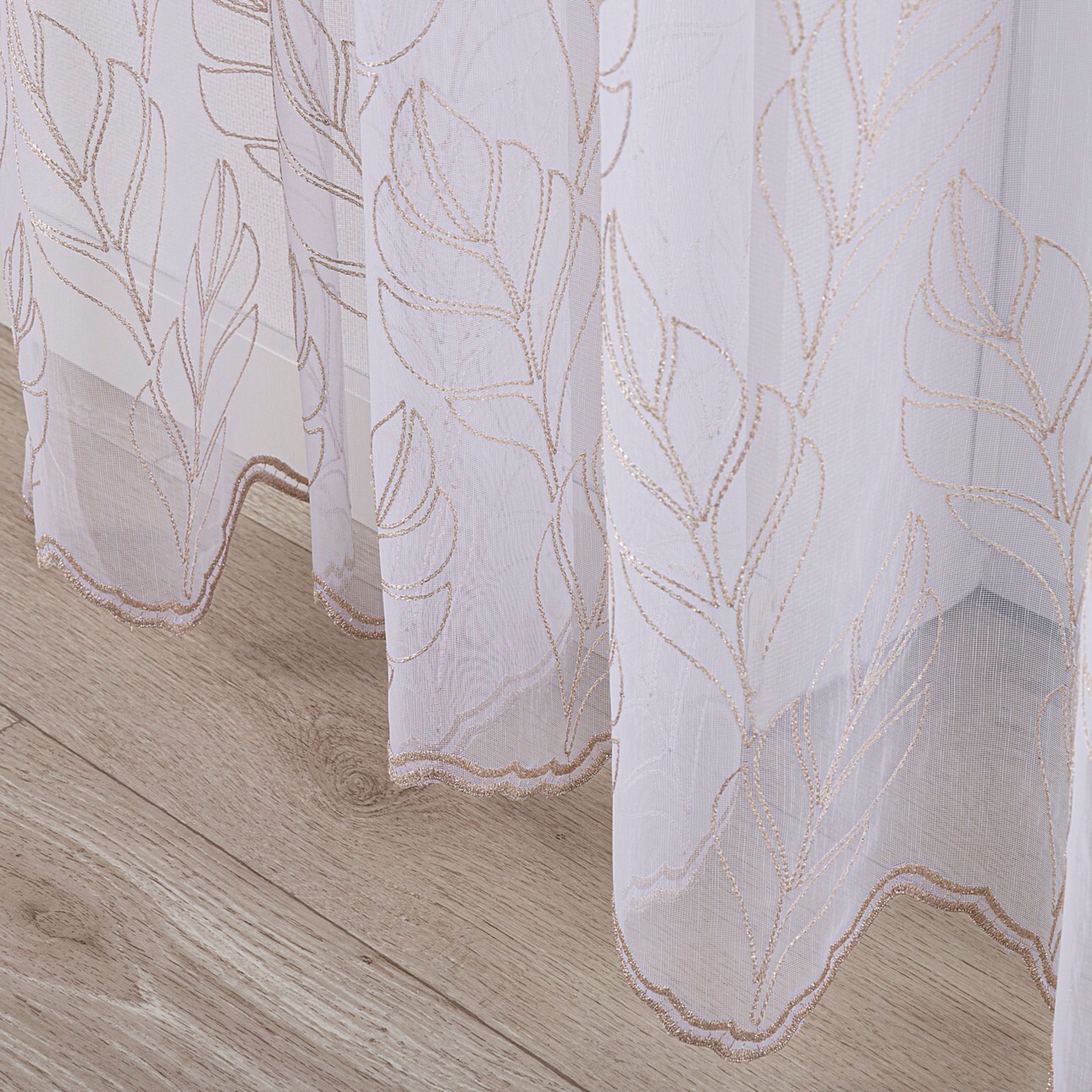 Voiles and Sheers 186-53 white with gold pattern