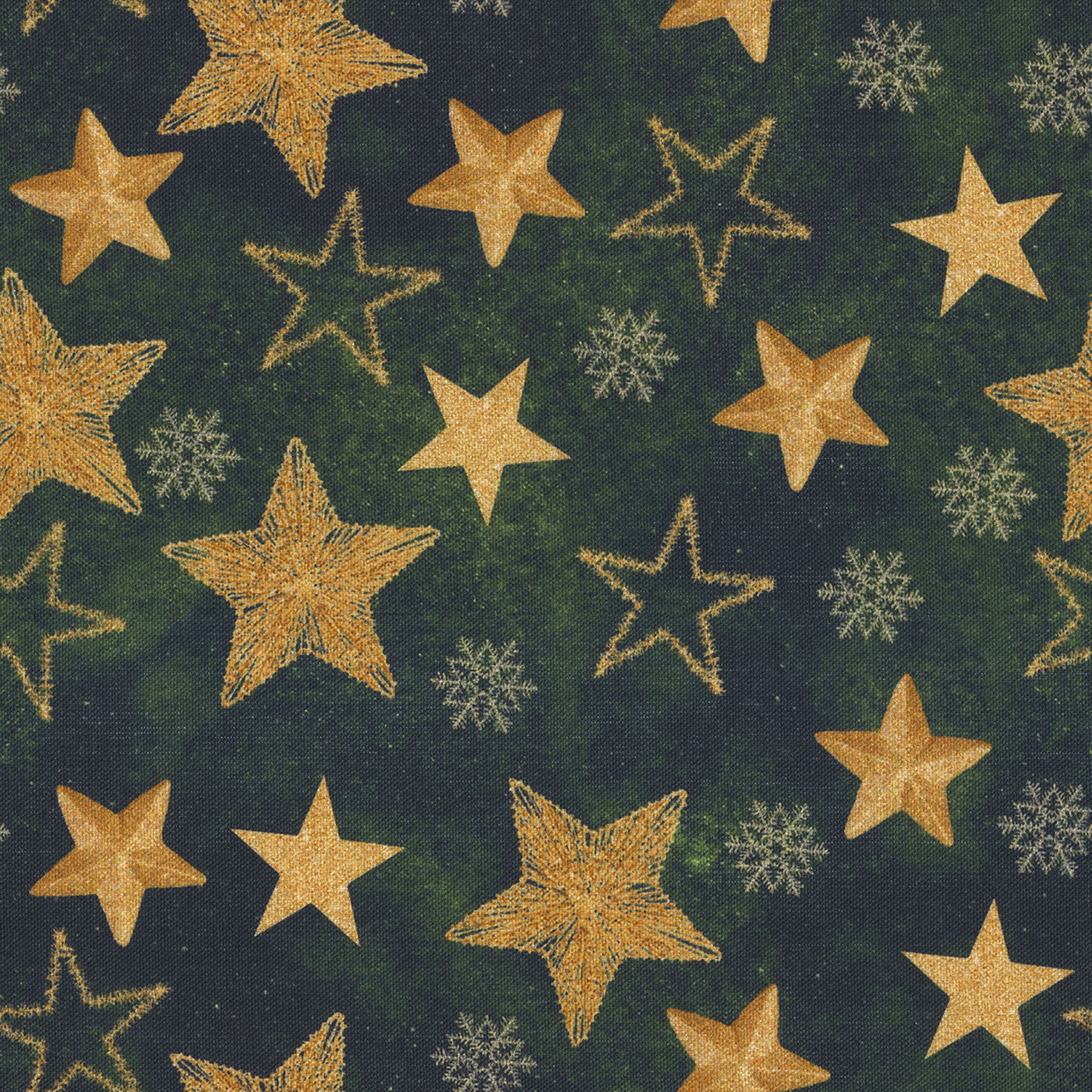Christmas 629-46 gold stars on a green background